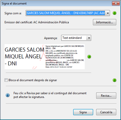 Còpia de pantalla finrestra selecció certificat