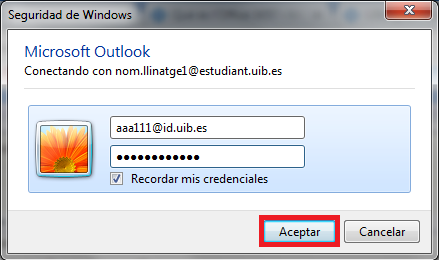 Quadre de seguretat per emplenar amb credencials