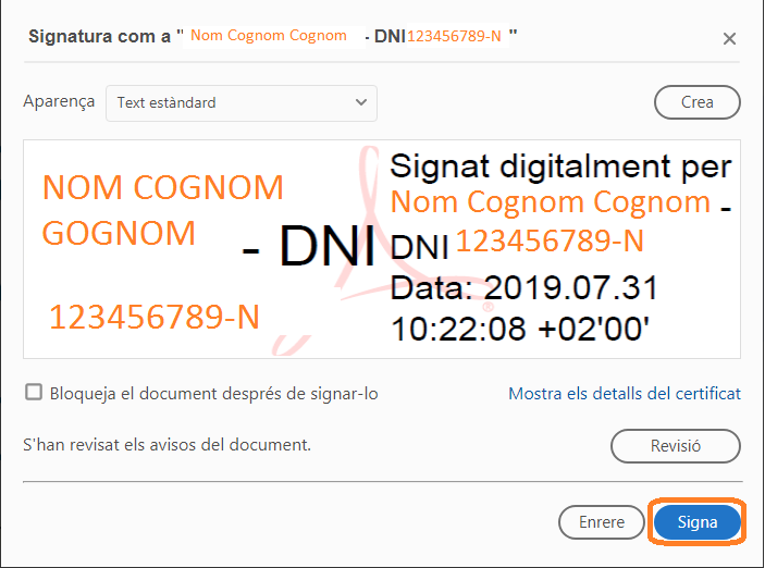 Text firma