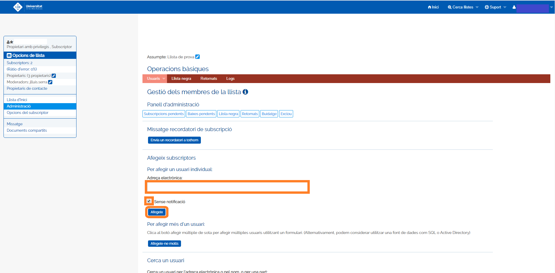 afegir 1 subscriptor