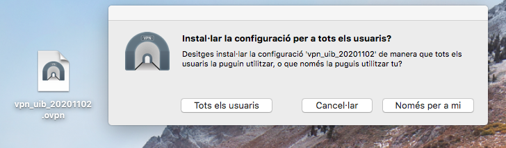 Figura 3: Instal·lar nova configuració VPN