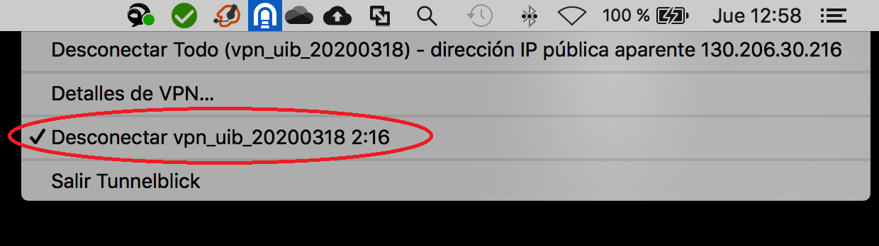 Figura 8: Desconnectar la sessió de VPN